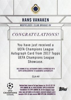 2017 Topps UEFA Champions League Showcase - Champions League Autographs #CLA-HV Hans Vanaken Back