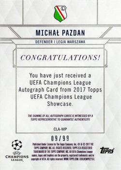 2017 Topps UEFA Champions League Showcase - Champions League Autographs Gold #CLA-MP Michał Pazdan Back
