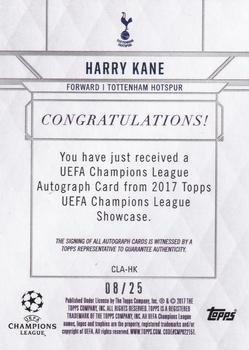 2017 Topps UEFA Champions League Showcase - Champions League Autographs Red #CLA-HK Harry Kane Back