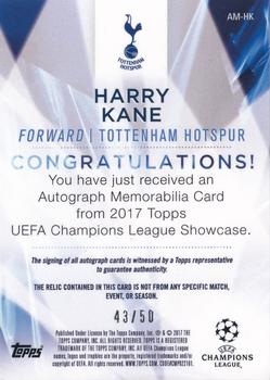 2017 Topps UEFA Champions League Showcase - Autographed Memorabilia #AM-HK Harry Kane Back