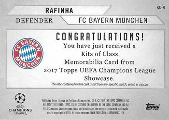 2017 Topps UEFA Champions League Showcase - Kits of Class Relics #KC-R Rafinha Back