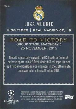 2017 Topps UEFA Champions League Showcase - Road to Victory #RM-4 Luka Modric Back