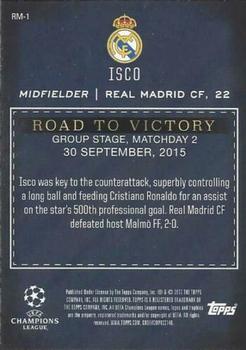 2017 Topps UEFA Champions League Showcase - Road to Victory Gold #RM-1 Isco Back