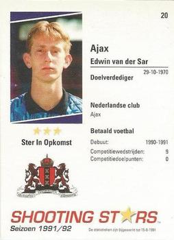 1991-92 Shooting Stars Dutch League #20 Edwin van der Sar Back