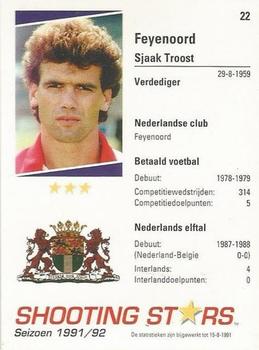 1991-92 Shooting Stars Dutch League #22 Sjaak Troost Back
