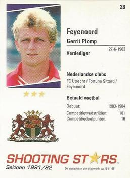 1991-92 Shooting Stars Dutch League #28 Gerrit Plomp Back