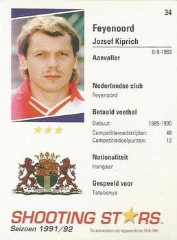1991-92 Shooting Stars Dutch League #34 Jozsef Kiprich Back