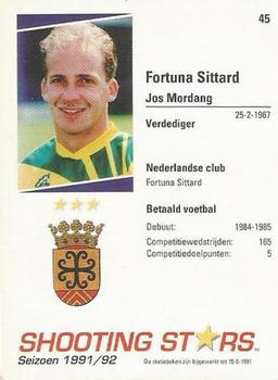 1991-92 Shooting Stars Dutch League #45 Jos Mordang Back