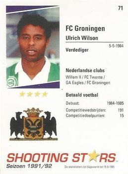 1991-92 Shooting Stars Dutch League #71 Ulrich Wilson Back