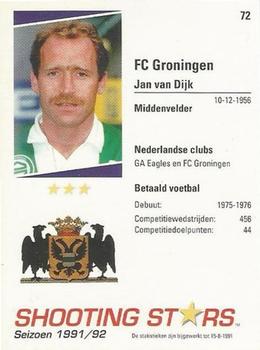 1991-92 Shooting Stars Dutch League #72 Jan van Dijk Back