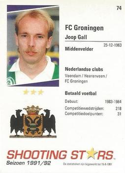 1991-92 Shooting Stars Dutch League #74 Joop Gall Back