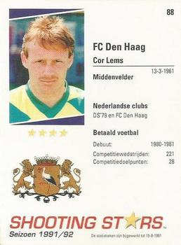 1991-92 Shooting Stars Dutch League #88 Cor Lems Back