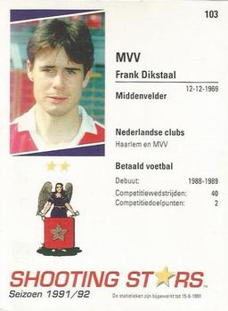 1991-92 Shooting Stars Dutch League #103 Frank Dikstaal Back
