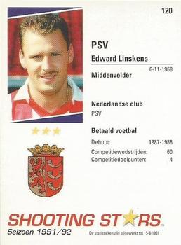 1991-92 Shooting Stars Dutch League #120 Edward Linskens Back