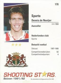 1991-92 Shooting Stars Dutch League #170 Dennis de Nooijer Back
