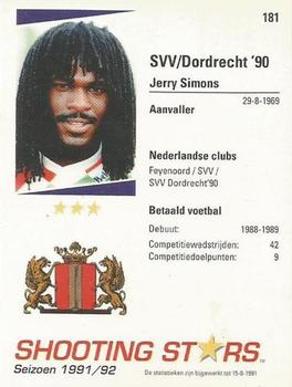 1991-92 Shooting Stars Dutch League #181 Jerry Simons Back