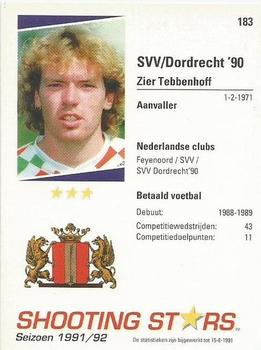 1991-92 Shooting Stars Dutch League #183 Zier Tebbenhoff Back