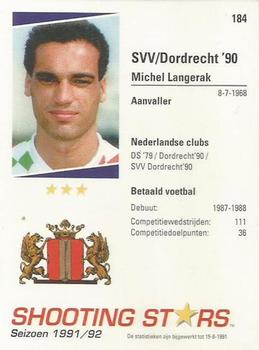 1991-92 Shooting Stars Dutch League #184 Michel Langerak Back