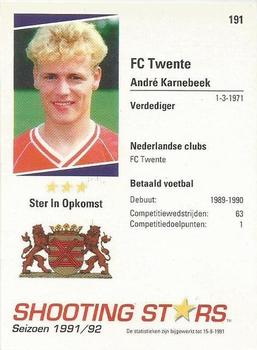 1991-92 Shooting Stars Dutch League #191 Andre Karnebeek Back