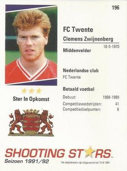 1991-92 Shooting Stars Dutch League #196 Clemens Zwijnenberg Back