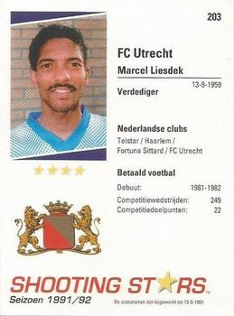 1991-92 Shooting Stars Dutch League #203 Marcel Liesdek Back