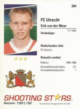 1991-92 Shooting Stars Dutch League #204 Erik van der Meer Back