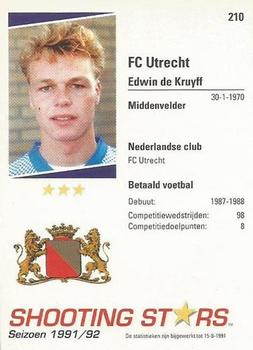 1991-92 Shooting Stars Dutch League #210 Edwin de Kruyff Back