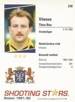 1991-92 Shooting Stars Dutch League #218 Theo Bos Back