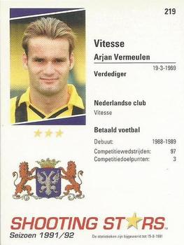 1991-92 Shooting Stars Dutch League #219 Arjan Vermeulen Back