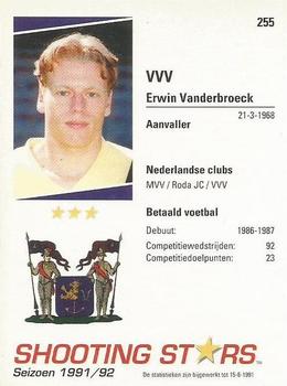 1991-92 Shooting Stars Dutch League #255 Erwin Vanderbroeck Back