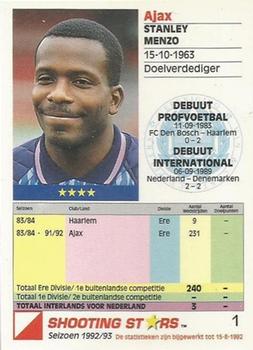 1992-93 Shooting Stars Dutch League #1 Stanley Menzo Back