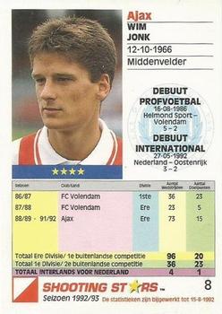 1992-93 Shooting Stars Dutch League #8 Wim Jonk Back