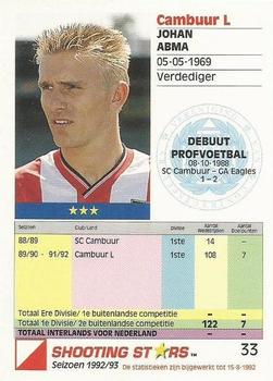 1992-93 Shooting Stars Dutch League #33 Johan Abma Back