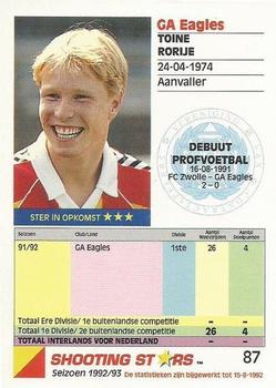 1992-93 Shooting Stars Dutch League #87 Toine Rorije Back