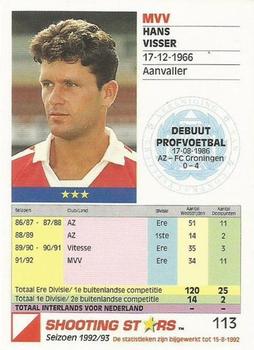 1992-93 Shooting Stars Dutch League #113 Hans Visser Back