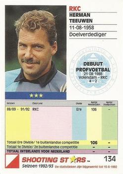 1992-93 Shooting Stars Dutch League #134 Herman Teeuwen Back