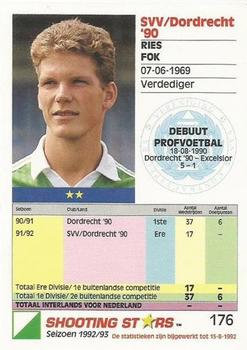 1992-93 Shooting Stars Dutch League #176 Ries Fok Back