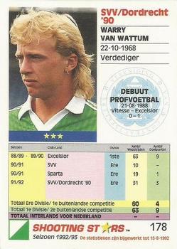 1992-93 Shooting Stars Dutch League #178 Warry van Wattum Back