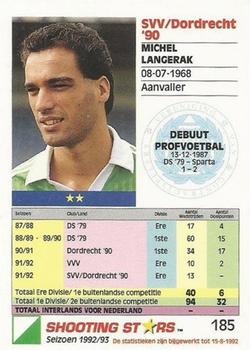 1992-93 Shooting Stars Dutch League #185 Michel Langerak Back