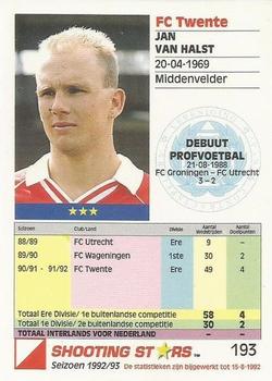 1992-93 Shooting Stars Dutch League #193 Jan van Halst Back