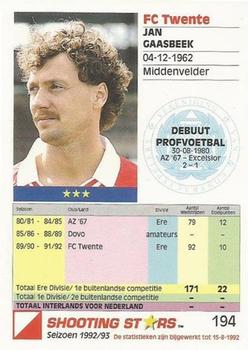 1992-93 Shooting Stars Dutch League #194 Jan Gaasbeek Back