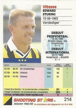 1992-93 Shooting Stars Dutch League #214 Edward Sturing Back