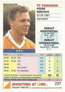 1992-93 Shooting Stars Dutch League #237 Frank Berghuis Back
