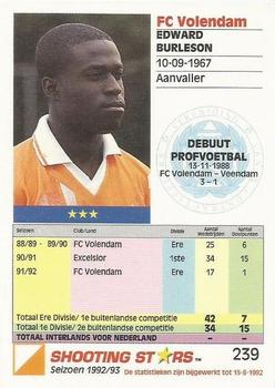 1992-93 Shooting Stars Dutch League #239 Edward Burleson Back