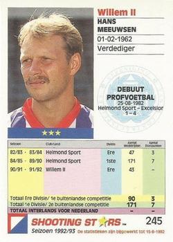 1992-93 Shooting Stars Dutch League #245 Hans Meeuwsen Back