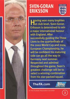 2005 Topps England #3 Sven-Goran Eriksson Back