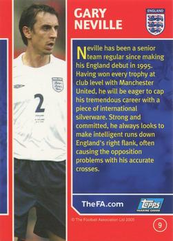 2005 Topps England #9 Gary Neville Back