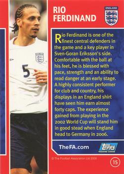 2005 Topps England #15 Rio Ferdinand Back