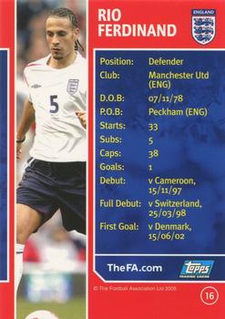 2005 Topps England #16 Rio Ferdinand Back