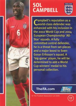 2005 Topps England #17 Sol Campbell Back